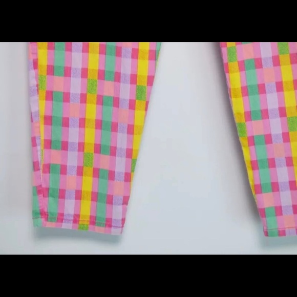 VTG High Waist Pink Check Tapered Straight Pants - Picture 5 of 8